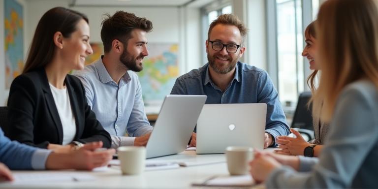 Redaktionsteam des Ostental Travel Guide am Arbeitsplatz