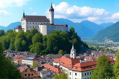 Blick auf die Salzburger Festung über der Altstadt
